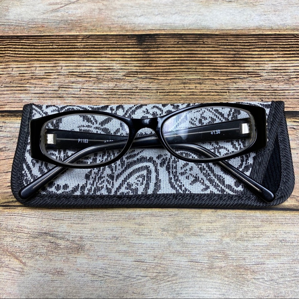 Black, Clear & Rhinestone Reading Glasses +1.50